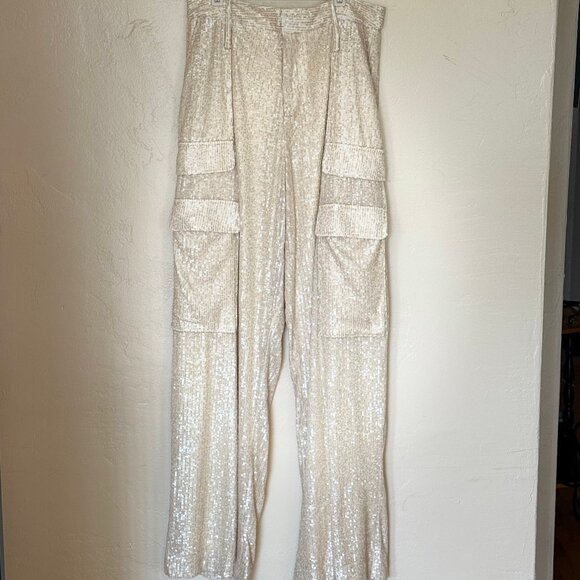 The Noli Shop Sequin Cargo Pant - Pearl - Picture 6 of 6